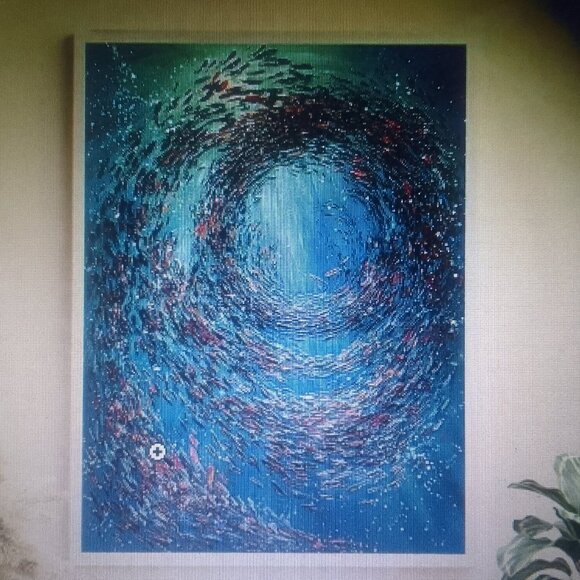 Well-done abstract fish canvas oil painting, brand new